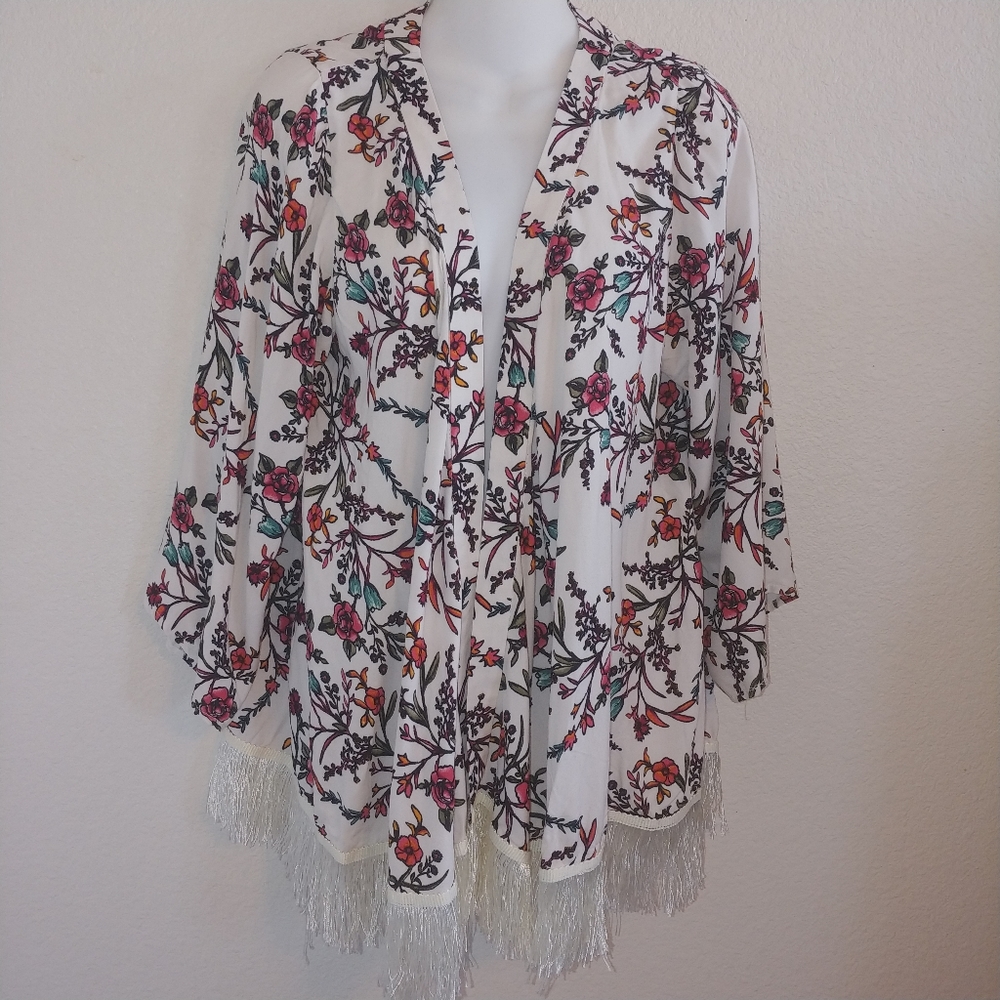 Floral Tassle fringe trim kimono